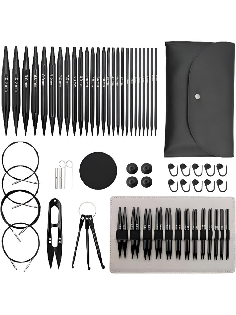 Interchangeable Circular Knitting Needles Set, 13 Pairs (3mm-10mm) Aluminum